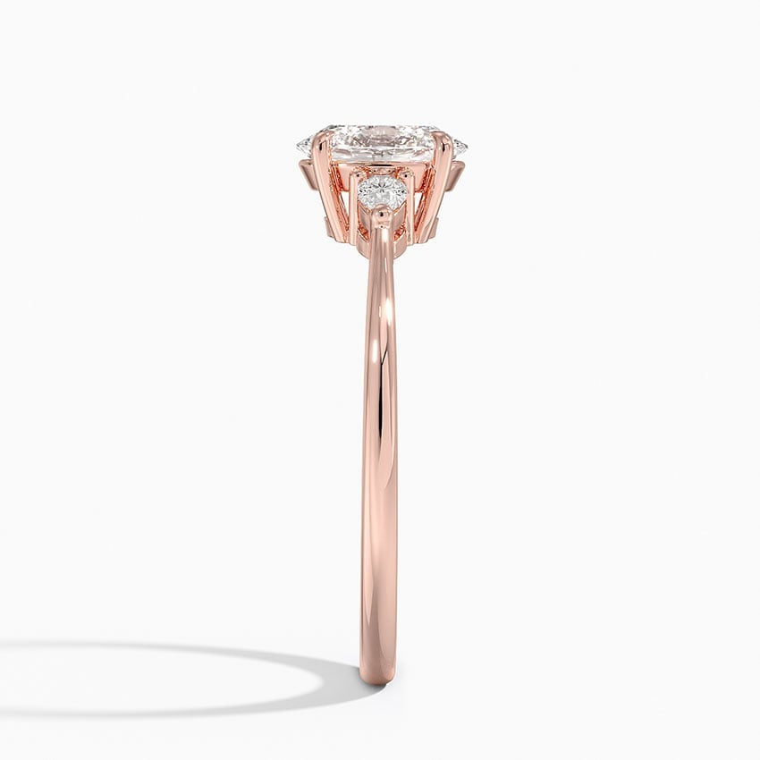 Nebula 6-Prong Pear Three Stone Moissanite Engagement Ring Rose Gold